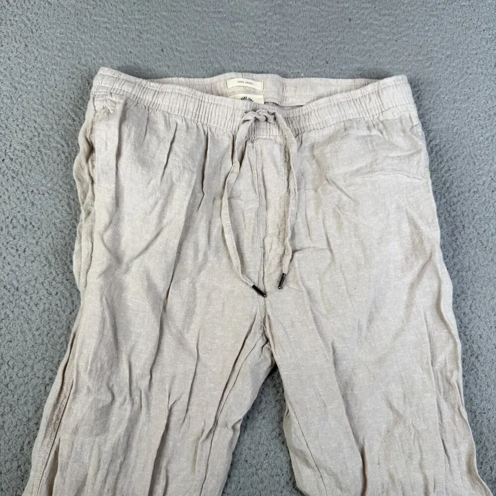 LINEN CHINO  Pants Mens M Beige Pull On Casual Beachy Resort Coastal Panama Jack
